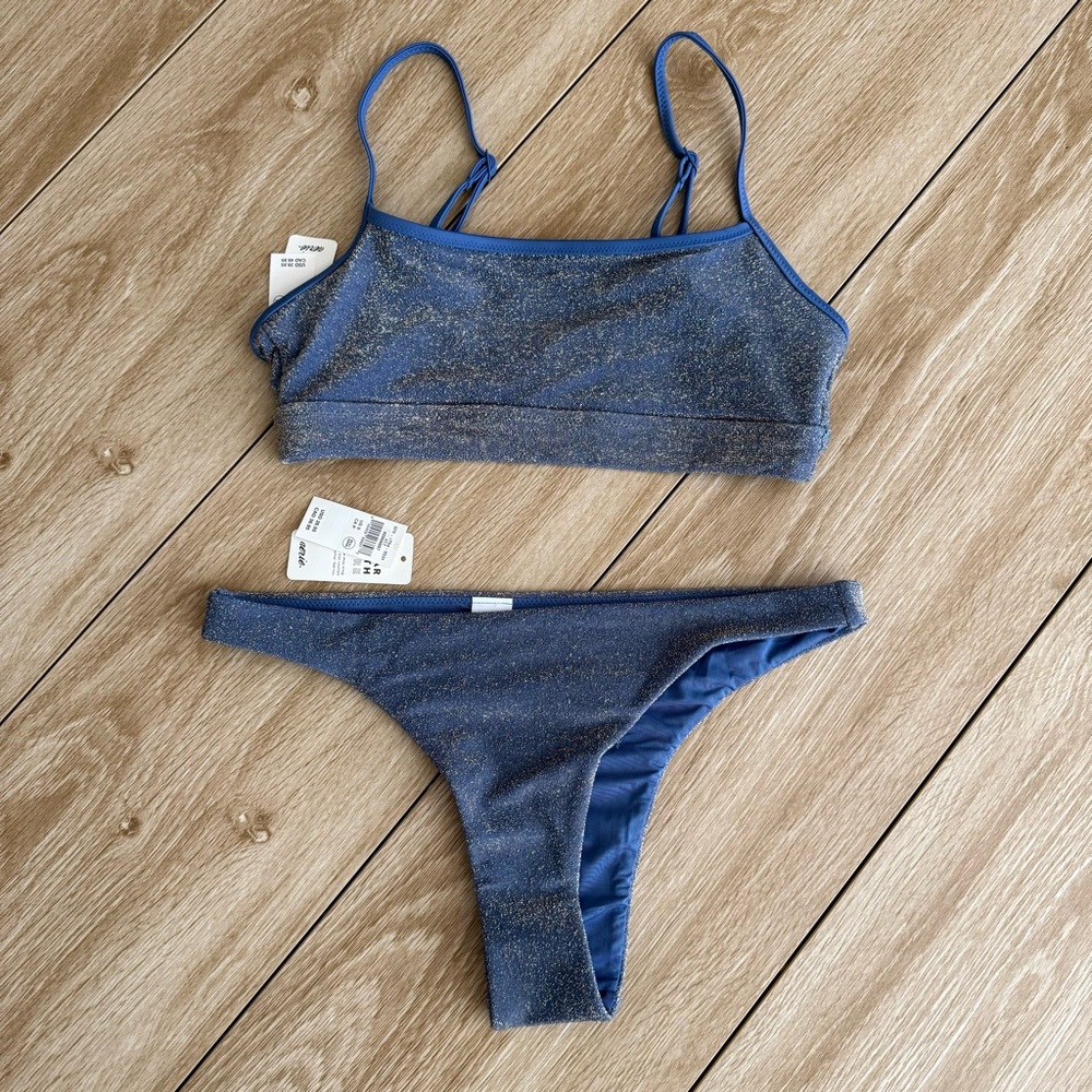 NWT aerie Blue Glitter Bikini Set - size S